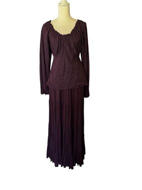 Deséat West Plum Long Maxi Skirt - Flowing Women's Skirt